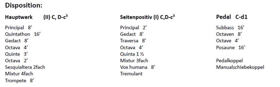 Disposition Papenius-Orgel